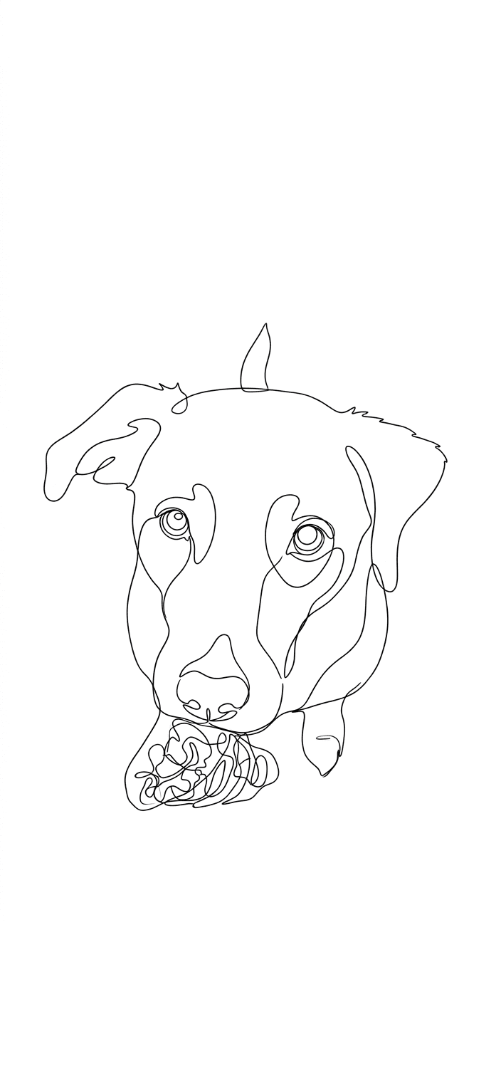 Final single-line dog portrait artwork